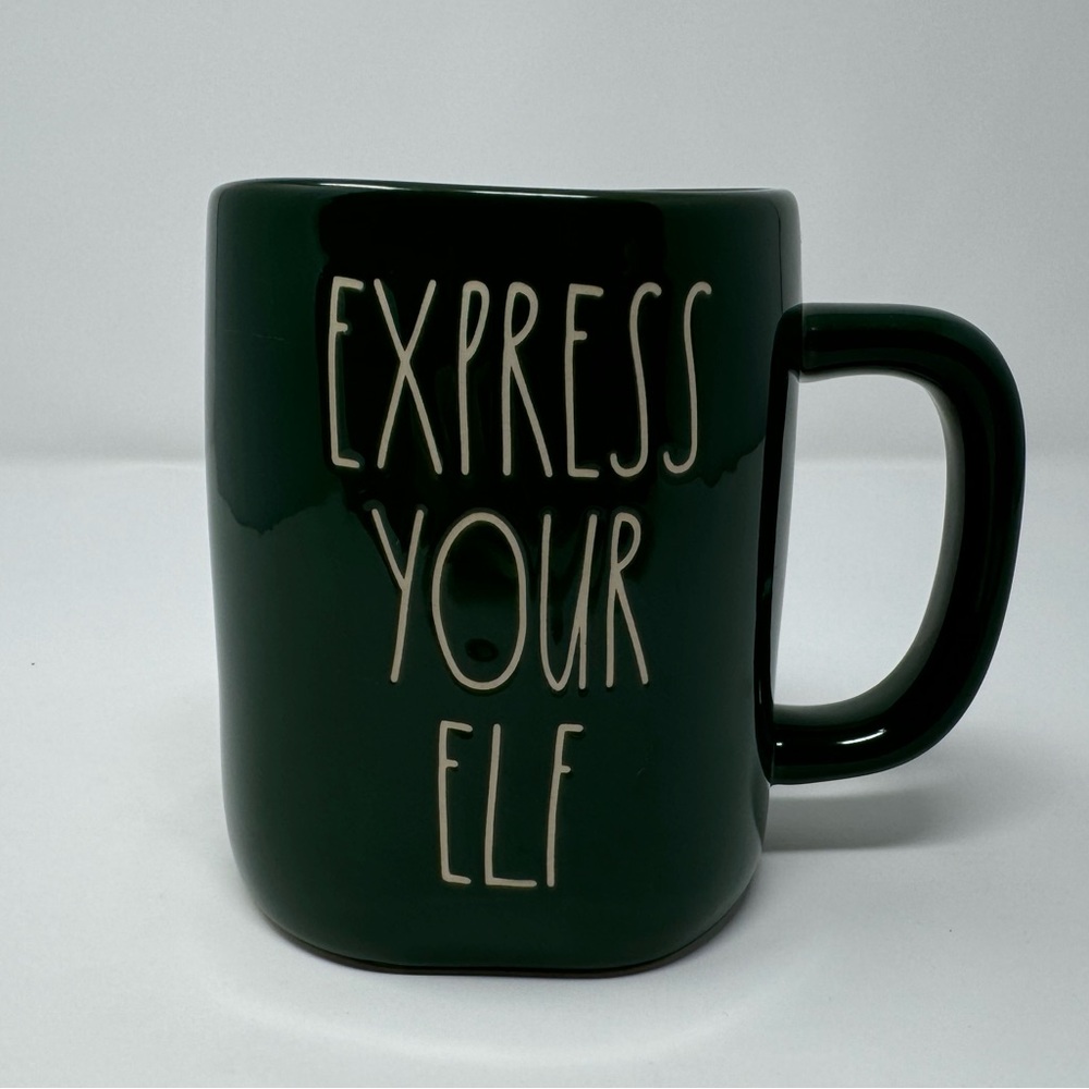 Rae Dunn green Express Your Elf mug, Christmas, holiday, coffee, tea, rustic